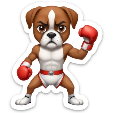 The boxer dog practices punches. sticker