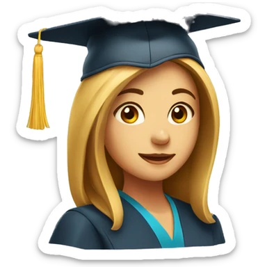 Girl with her graduation hat and cap sticker