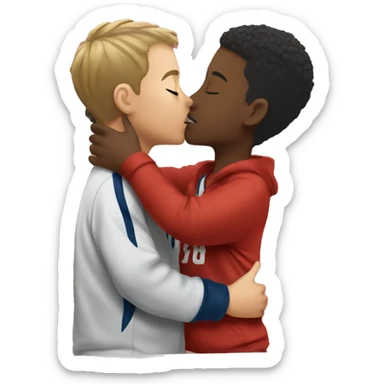 boys sharing a kiss in stadium sticker
