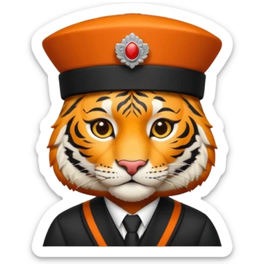 black suited tiger with fes hat sticker