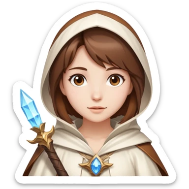 Pretty girl brown hair white mage casting freeze sticker
