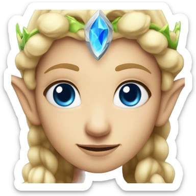 Blonde female elf with blue eyes and a fire crown sticker