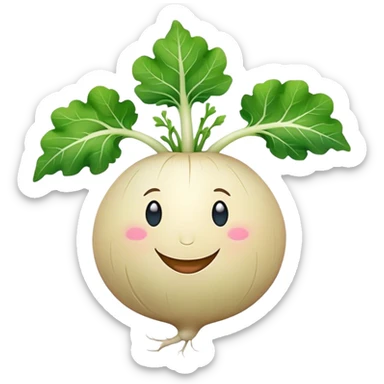 white turnip with smiling face and leafy stalk sticker