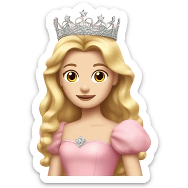 Glinda the good pink dress long blonde hair crown sticker