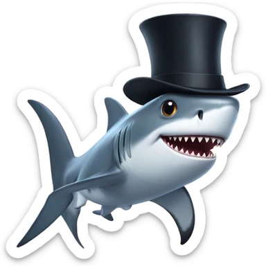 Shark with a top hat sticker