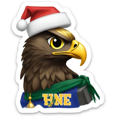 state university of new york the college at brockport's mascot the "golden eagle" celebrating christmas sticker