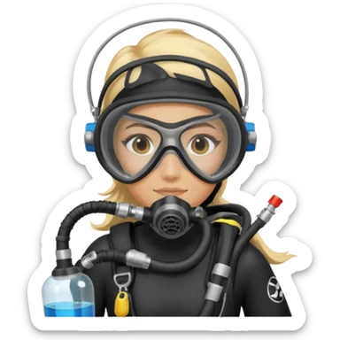 scuba diving girl with oxygen tank sticker