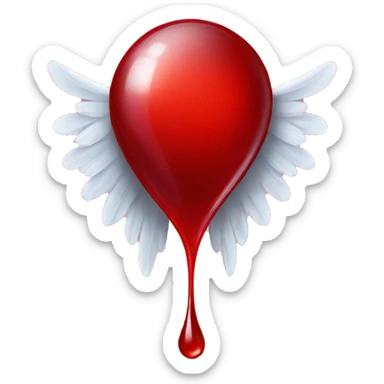 Blood drop with angel wings sticker