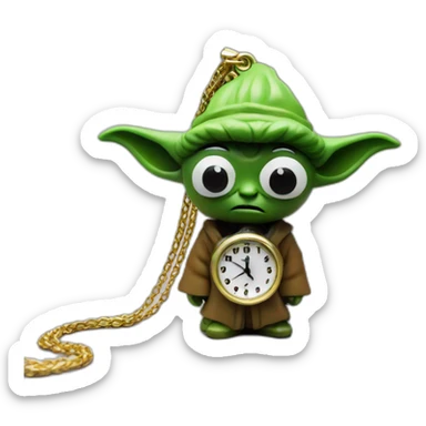 Yoda with flavor flav clock necklace sticker