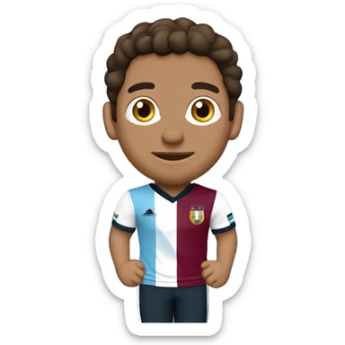 Novio venezolano con camiseta de la vinotinto moreno , con rulos y anteojos y nvia argentina con pelo ondulada y trigueña con camiseta de argentina sticker