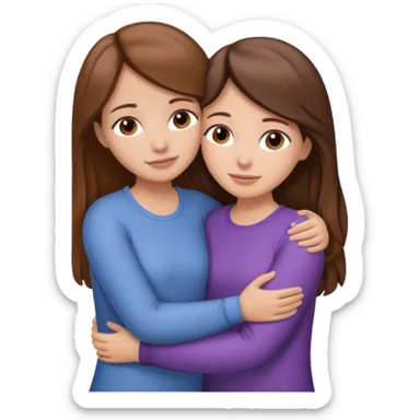 Abrazos de hermanas, una morena y otra castaña sticker