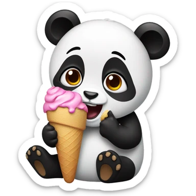 Panda eating ice cream sticker