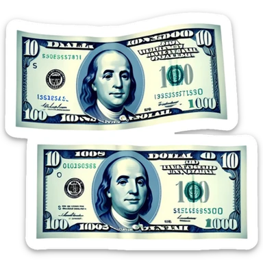 Blue hundred dollar bill sticker
