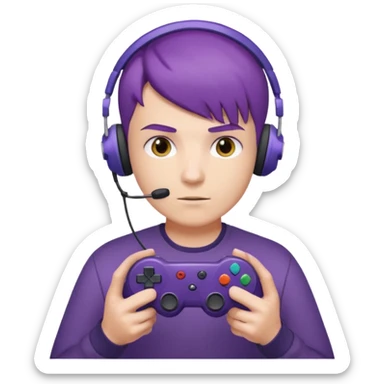 colored purple short male hair gamer game pad controller sticker