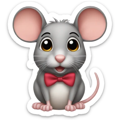 Mouse with hair bow on top sticker