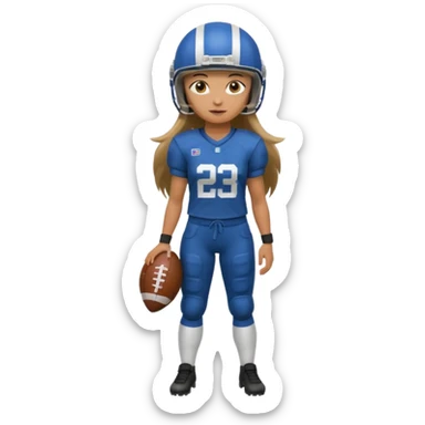 Long Haired Football Players, Female player, full body sticker
