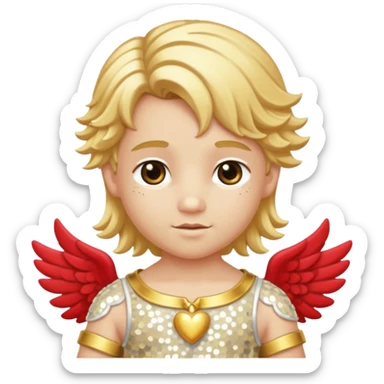 Cupid, God of Love from Gods and Goddesses with long golden blonde hair, cream sequin outfit sticker
