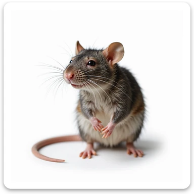 realistic rat, neutral pose, white background sticker