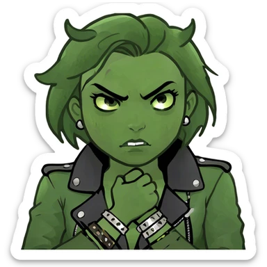 Girls arms crossed holding neck angry  sticker
