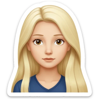 Stylized emoji portrait of a sexy long-haired white-blonde woman, confident expression, smooth skin, minimal makeup, full height  sticker