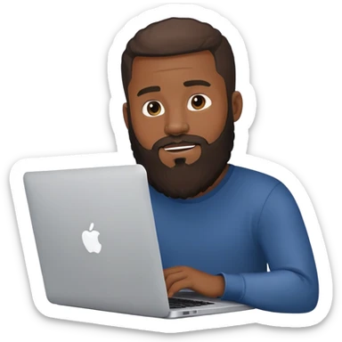 black american guy with beard using macbook laptop sticker