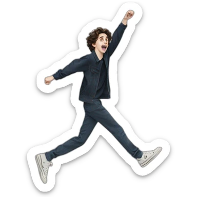 timothee chalamet showing soles facing forward screaming sticker