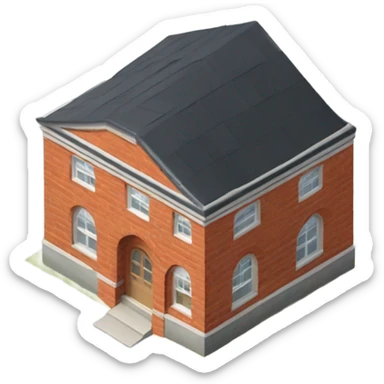 isometric red brick curved roof building sticker