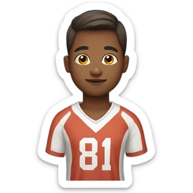 Boy with bun in a football shirt sticker