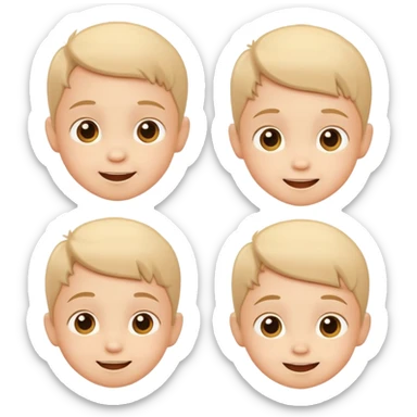 child's head with different expressions, cheerful and cute sticker