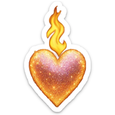 Sparkly letters RH in a flaming heart sticker