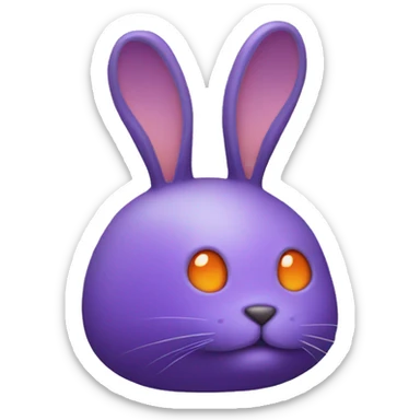 purple alien rabbit with orange eyes and a tuft of hair sticker