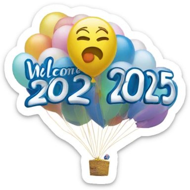 Balloon that says Welcome 2025! sticker