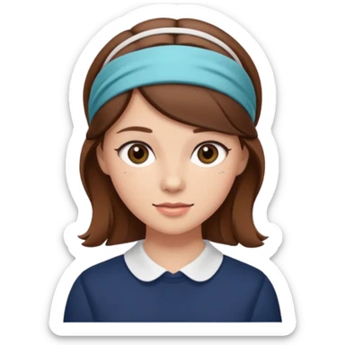Preppy girl with brown hair sticker