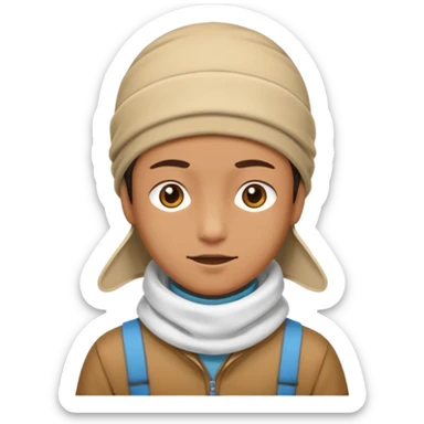 A person with headaches and a cold pack on the head sticker