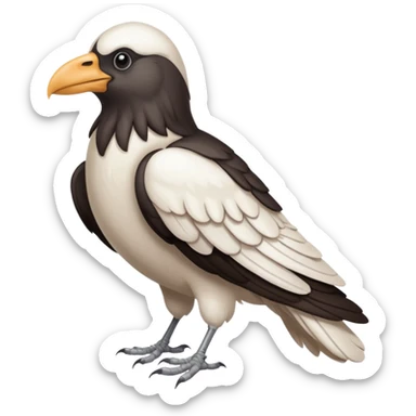 a white crow emoji with droopy wings sticker