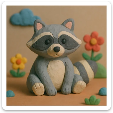 raccoon in claymation style sticker