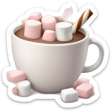 Light Pink mug of hot chocolate with marshmallows  sticker
