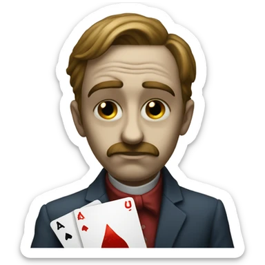 Poker face showing a painting of something sad sticker