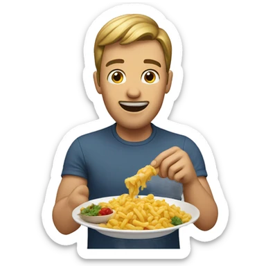 man eating food sticker