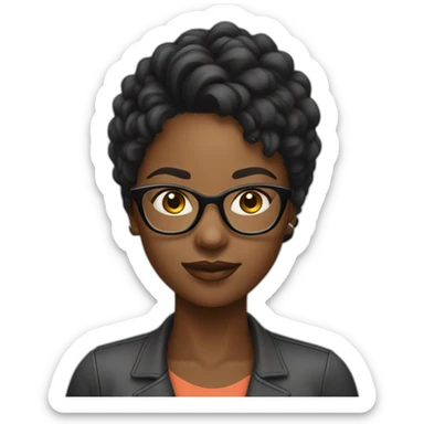 young black woman software engineer with eyeglasses sticker