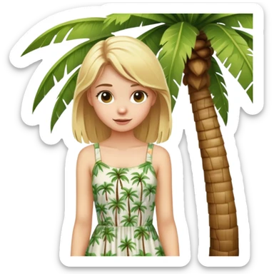 Teenage blonde girl in palm tree sticker