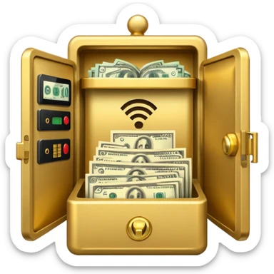 open filled cash money wifi vault sticker