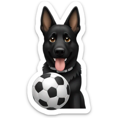 Black German shepherd playing football sticker