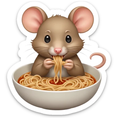 Rat eating noodles sticker
