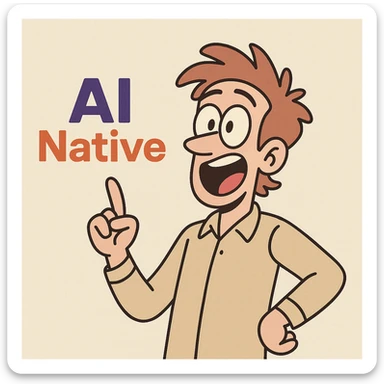 Minimalist Slack-like wordmark, 'AI Native' text only, bold colors, simple and recognizable, no icon, designed for a digital product sticker