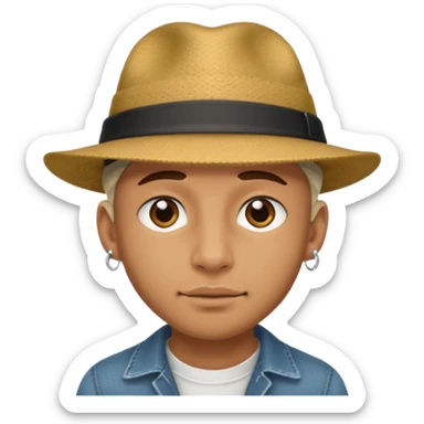 a man with hat and face piercing sticker