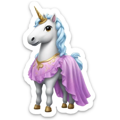 unicorn with a dress on sticker