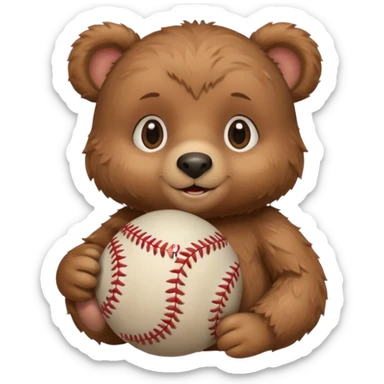 Baby bear with baseball sticker
