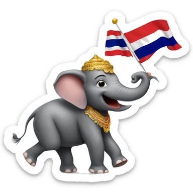 dancing elephant with thai national flag sticker