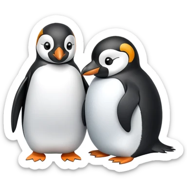 Penguin couple cuddling for warmth sticker